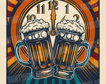 Póster retro A3 "Debe ser la hora de la cerveza"