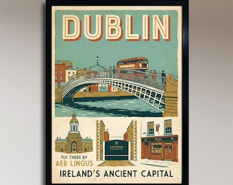 Dublín: la antigua capital de Irlanda – Póster de viaje vintage