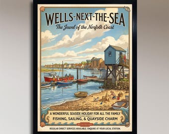 Wells-next-the-Sea – La joya de la costa de Norfolk – Cartel de viaje antiguo