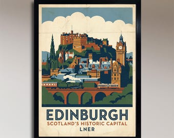 Edimburgo: la capital histórica de Escocia – Póster de viaje vintage de LNER