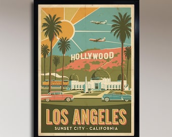 Los Ángeles: Ciudad del Atardecer – Póster de viaje vintage