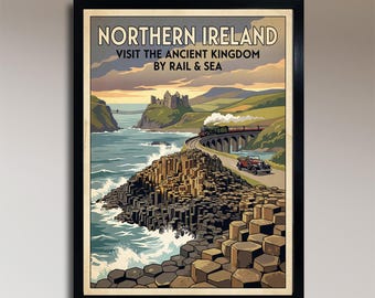 Irlanda del Norte: Visita el Reino Antiguo – Póster de viaje vintage