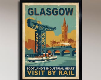 Glasgow: el corazón industrial de Escocia – Póster de viaje vintage