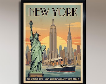 Nueva York: La Ciudad Maravilla – Póster de viaje vintage