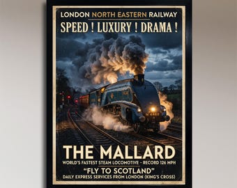 La Mallard, la locomotora de vapor más rápida del mundo – Póster vintage de LNER