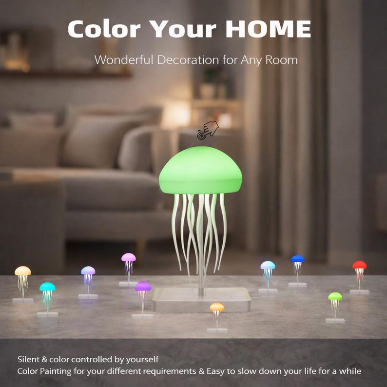 Lámpara de medusa Aurora / Luz nocturna RGB que cambia de color, decoración de habitación