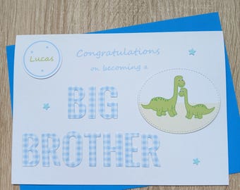 Personalised Big Brother Card – Dinosaur, Teddy Bear or Robot Design