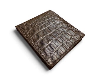 The Sarto Alligator Print Leather Bifold Wallet, Hand Crafted, Slim Profile, Bespoke Gift for Him
