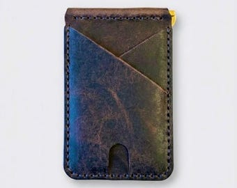 The Beaumont, Handcrafted Vulcano Leather Slim Bifold Wallet, Hand Saddle-Stitched, Burnished Edges, Beaumont