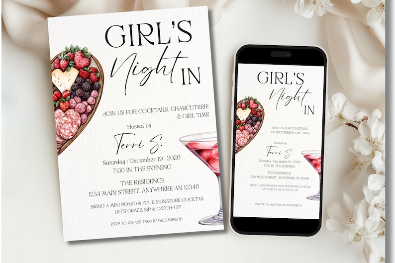 Girls Night Invitation, Girls Night Out Invite, Editable Printable ...