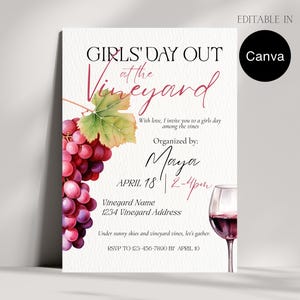 Girls Day Out Vineyard Invitation, Winery Girls Trip Template (Digital Download)