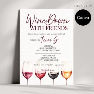 Wine Tasting Invitation | Girls Night, Dinner Party (Digital Download)