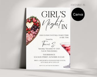 Girls Night Invitation, Girls Night Out Invite, Editable Printable Invitation, Modern Chic Digital Download, Girls Night In, Ladies Night
