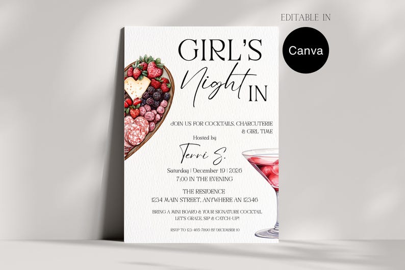 Girls Night Invitation, Girls Night Out Invite, Editable Printable ...