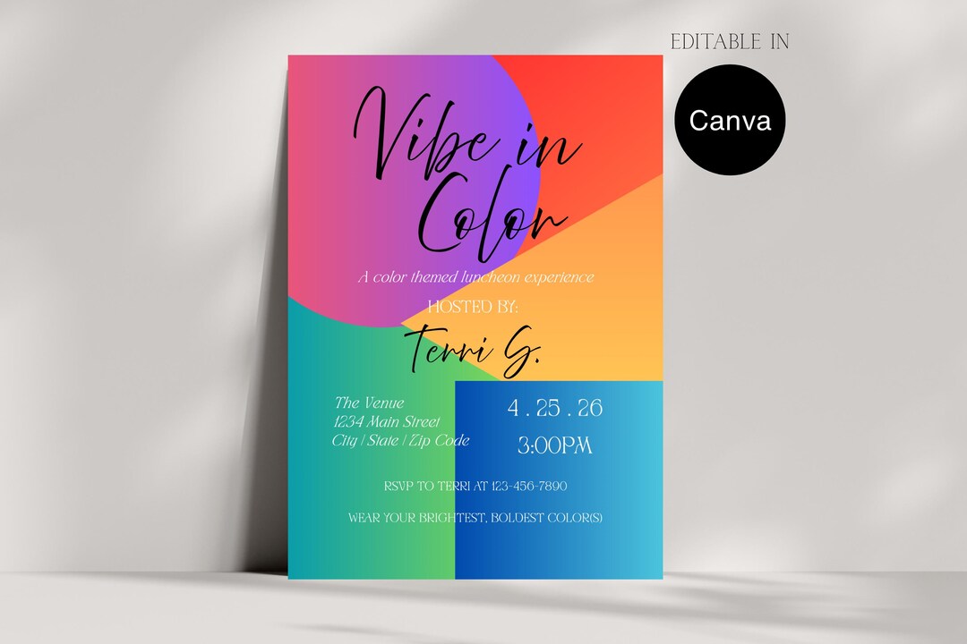 Girls Day Out Luncheon Invitation, Colorful Brunch Invite (digital ...