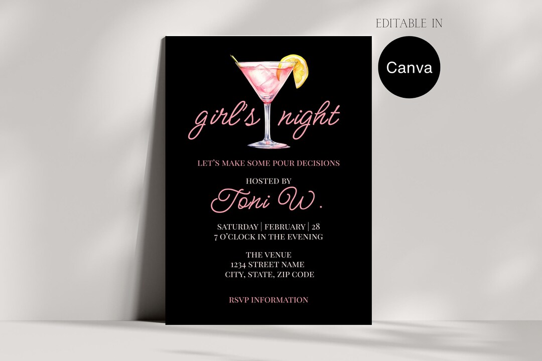 Girls Night Out Invitation, Modern Chic Party (digital Download) - Etsy