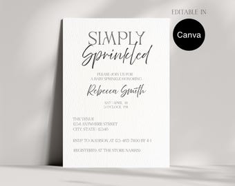 Invitación minimalista para baby shower / Plantilla editable (digital)