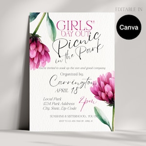 Girls Day Out Picnic Invitation, Sunshine Party Invite (Digital Download)