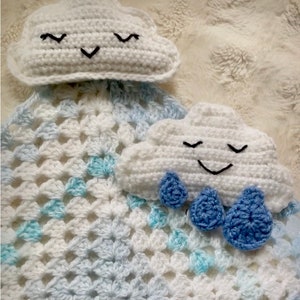 PDF Cloud sensory toy pattern, cloud rattle pattern, cloud lovey pattern, baby gift, patron para tejer nube, amigurumi cloud pattern