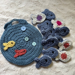 Crochet fish memory game pattern, PDF game pattern, crochet memory game,  fish game crochet pattern, Patron para juego de memoria, fish game