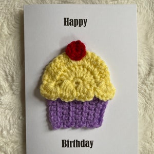 Happy Birthday Karte, Cupcake Karte, Cupcake Karte, Häkelkarte, handgemachte Karte