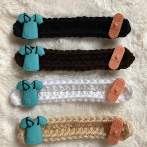 Ear savers, Crochet ear saver, Strap for make, Mask extender, strap with scrub, doctor scrub, nurse scrub, ear saver for health care worker