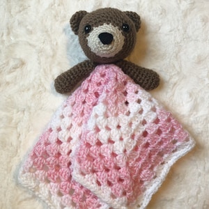 Lovey-patroon beer, Lovey-haakpatroon, patroon beer veiligheidsdeken, gehaakt patroon babydeken, lovey pdf-patroon, patroon babycadeau