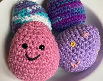 Crochet Egg Pattern, Easy Amigurumi Easter Eggs beginner crochet, no sew pattern, easter crochet PDF, egg ornament pattern