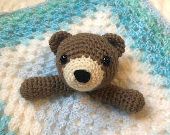 Crochet bear lovey pattern, Lovey crochet pattern, Bear security blanket pattern, Crochet baby blanket pdf, lovey PDF, baby gift