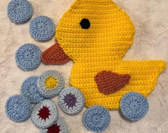 Crochet duck memory game pattern, PDF game pattern, crochet memory game,  rubber duck game crochet pattern, Duck cuddler, toddler activities