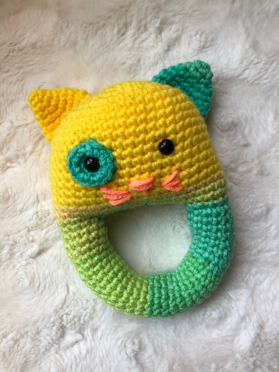 Crochet Cat Rattle, Kitty Rattle, Amigurumi Crochet Rattle, Baby Shower