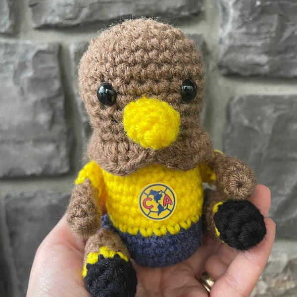 Aguila del America crochet pattern PDF ONLY, America mascot PDF pattern, Patron para tejer Aguila del America, america soccer mascot pattern