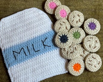 Milk and cookies memory game pattern, Crochet memory game pattern, PDF game pattern, toddler games, Montessori, cookie game crochet pdf
