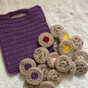 Crochet memory game pattern, PDF game pattern, crochet PDF cookie memory game,  cookie game crochet pattern, Patron para juego de memoria