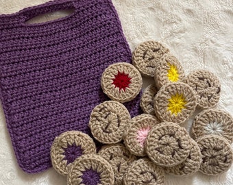 Crochet memory game pattern, PDF game pattern, crochet PDF cookie memory game,  cookie game crochet pattern, Patron para juego de memoria