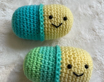 Crochet pill, Amigurumi pill, crochet Stress ball, Crochet chill pill, squishy stress ball, gift for coworker, hand therapy ball