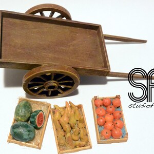 Wooden Cart with Fruit Boxes