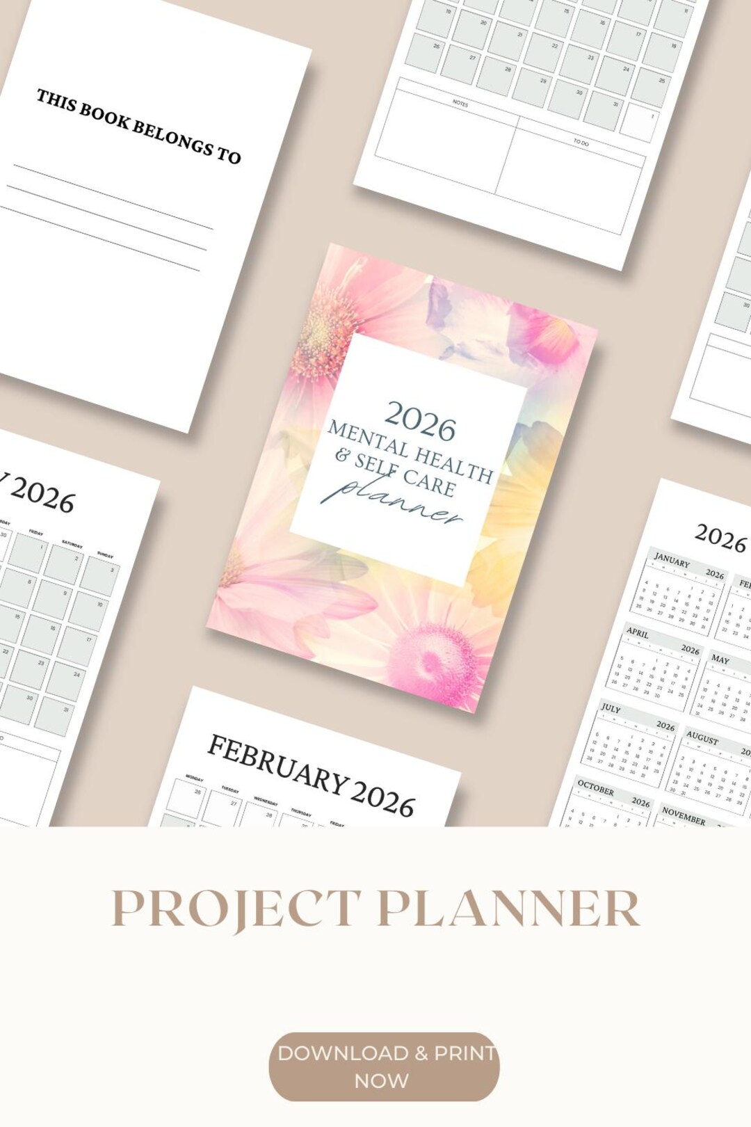2026 Mental Health & Self Care Planner • Daily Wellness Journal • Self ...