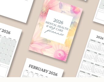 2026 Mental Health & Self Care Planner • Daily Wellness Journal • Self Love Tracker • Printable Planner • Instant Digital Download PDF