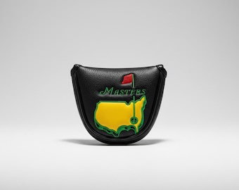 Funda para putter tipo mazo, de cuero sintético, con forro suave, color negro/blanco.