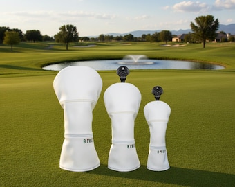 Juego de fundas para palos de golf, fundas para driver, fairway e híbrido, fundas de cuero sintético de primera calidad, regalo de golf para hombres.