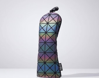 Funda híbrida iridiscente con diseño geométrico arcoíris, funda protectora para palos de golf de 24,5 cm, bolsa de regalo.