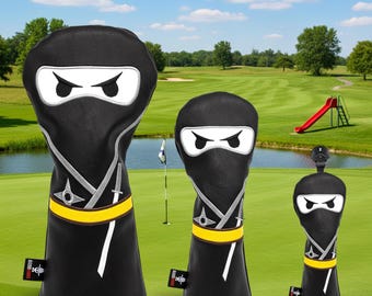Juego de fundas bordadas para palos de golf: Fundas de cuero para driver, madera de calle e híbrido.