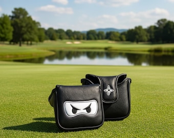 Funda para putter tipo mazo con diseño Ninja, funda para putter de golf, funda magnética para la cabeza del putter tipo mazo, regalo de golf de cuero premium para golfistas.