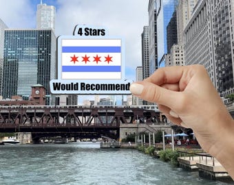 Chicago Flag Rating  Sticker - Waterproof or Non-Waterproof