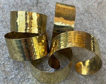 Hammered BRASS Cuff - Jewelry From India - Vintage Wide Cuff - Ethnic - Boho - Hippie Gypsie - Tribal - Gold CUFF - New Old Stock