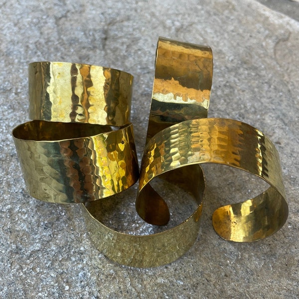 Hammered BRASS Cuff - Jewelry From India - Vintage Wide Cuff - Ethnic - Boho - Hippie Gypsie - Tribal - Gold CUFF - New Old Stock