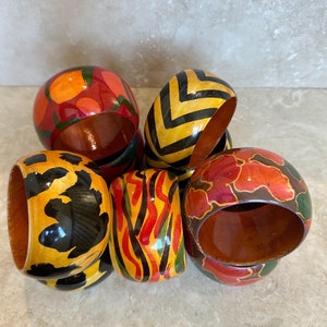 Wooden Bracelets - Bracelets Made of WOOD - Chunky Bangle - WIDE Bracelets - Primitive - Ethnic - Boho - Hippie - RUSTIC - Colorful Bracelet
