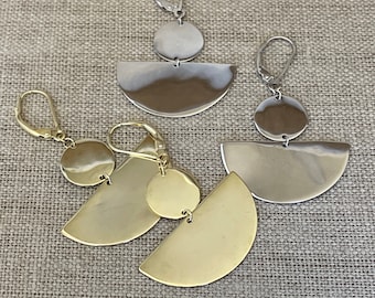 GOLD Dangle Earrings - Sterling SILVER - Mobile Earrings - Circular Dangle Earrings - Silver Dangle Earrings - GEOMETRIC Dangle Earrings
