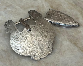 BIG AL Western Etched 3/4 Inch Buckle and Keeper Set